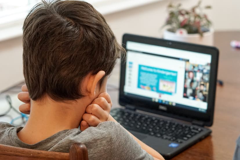 a boy on his laptop